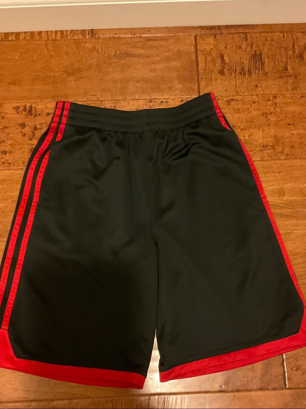 Addidas Black Athletic Shorts with Red Trim, size 10/12
